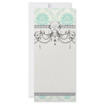 shades of green and ivory damask design personalized rack card