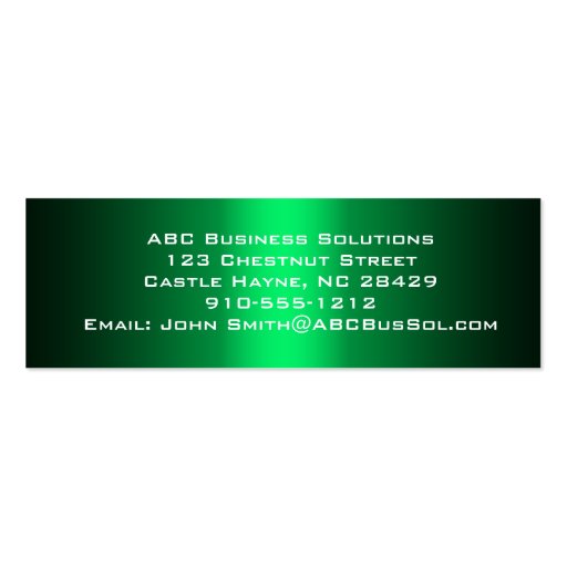 Shades of Green Skinny Business Cards (back side)