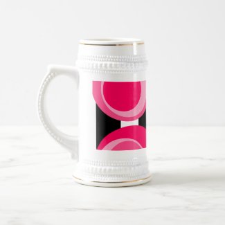 Shades of pink dots Black Stripes Coffee Mug
