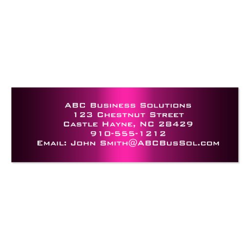 Shades of Pink Skinny Business Cards (back side)