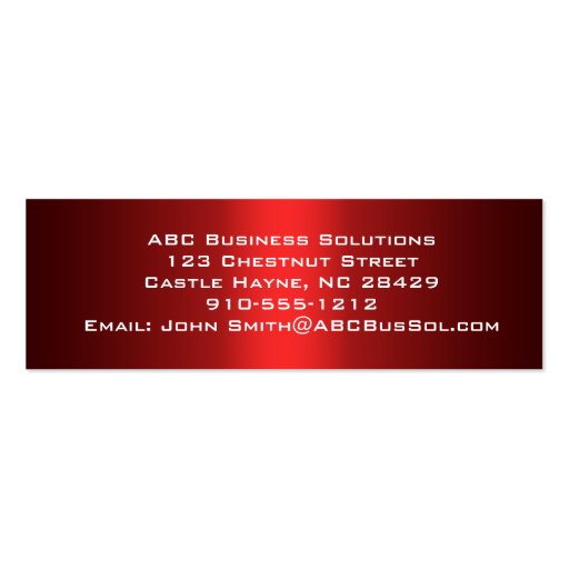 Shades of Red Skinny Business Cards (back side)