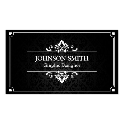 Shadow of Damask Black and White Business Cards