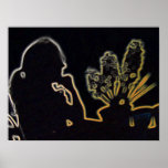 Shadow of girl and hyacinths; orange print