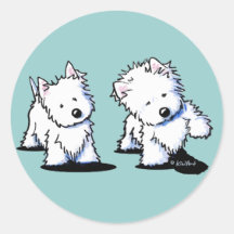 Shadowboxing Westies Round Stickers