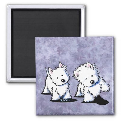 Shadowboxing Westies Square Magnet