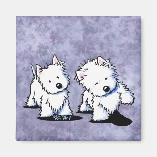 Shadowboxing Westies Square Magnet