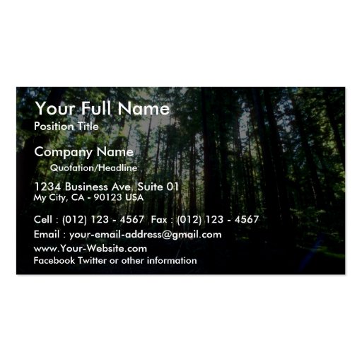 Shadowed grove from the Forest Business Card Template (front side)