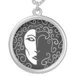 Shadowy Black and White Woman Necklace