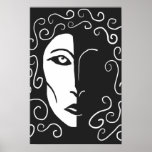 Shadowy Woman in Black and White Poster Print