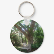 Shady Park Bench Keychain by greatphotos Shady Park Bench Keychain