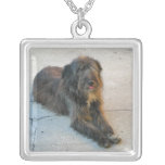 Shaggy black dog necklace