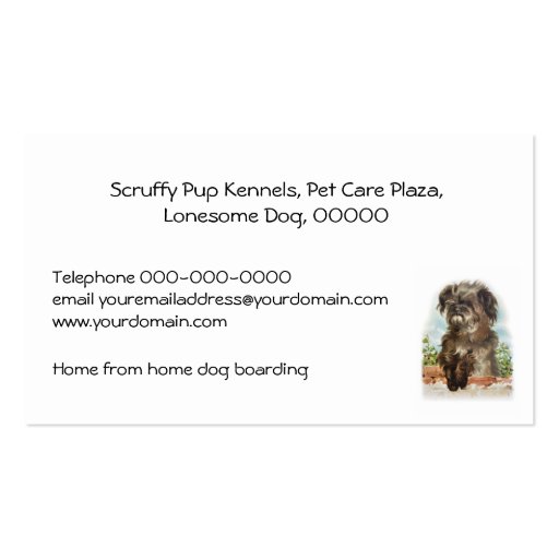 Shaggy dog business card (back side)