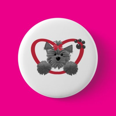 Shaggy Puppy in a Red Heart Pin Zazzle_button