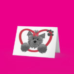 Shaggy Puppy in a Red Heart Greeting Card