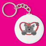 Shaggy Puppy in a Red Heart Keychain