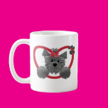 Shaggy Puppy in a Red Heart Coffee Mug