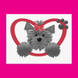 Shaggy Puppy in a Red Heart Post Card