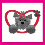 Shaggy Puppy in a Red Heart Poster