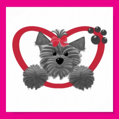 Shaggy Puppy in a Red Heart Poster Zazzle_print