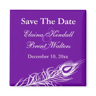Shake your Tail Feathers Save the Date (violet) Fridge Magnet