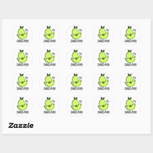 Shakes Pear Funny Pear Fruit Pun Classic Round Sticker Zazzle