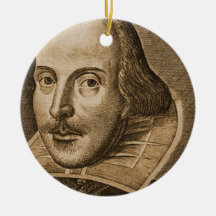 Shakespeare Droeshout Engraving Christmas Tree Ornaments
