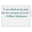 Shakespeare fool words card