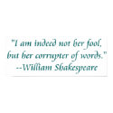 Shakespeare fool words poster posters