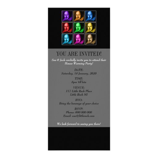 Shakespeare Pop Art Personalized Invitation