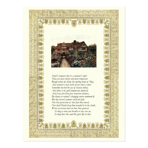 Shakespeare Sonnet # 18 Post Card