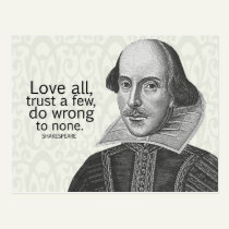 Shakespeare's Love All, Trust a Few, Do... Quote postcards