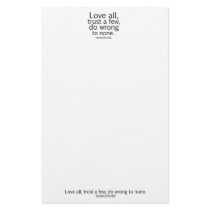 Shakespeare's Love All, Trust a Few, Do... Quote Custom Stationery