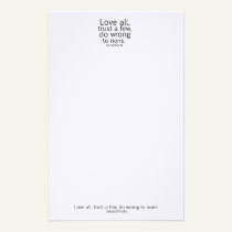 Shakespeare's Love All, Trust a Few, Do... Quote stationery