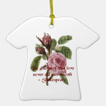 Shakespearian Love Quote and Vintage Red Rose Ornament