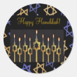 Shalom! Blue & Gold Small Round Sticker
