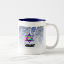 Shalom in Blue Paisley Coffee Mug