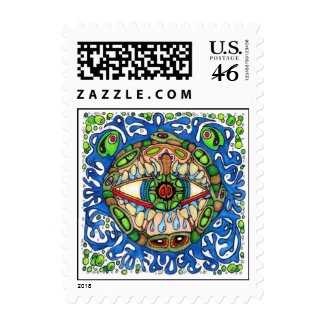 Shaman Spirit: Blue Frog Eye shaman Medicine Postage Stamp