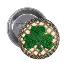 Shamrock And Celtic Knots Button Beige