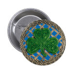 Shamrock And Celtic Knots Button Blue