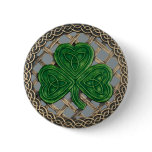 Shamrock And Celtic Knots Button Gray