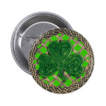 Shamrock And Celtic Knots Button Green