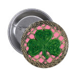 Shamrock And Celtic Knots Button Pink
