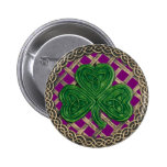 Shamrock And Celtic Knots Button Purple
