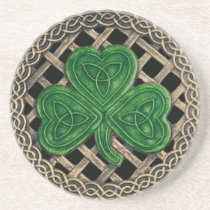 Shamrock And Celtic Knots Coaster Black
