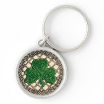 Shamrock And Celtic Knots Keychain Beige