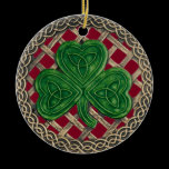 Shamrock And Celtic Knots Ornament  Red