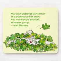 Shamrock Blessing St. Patricks Day Mousepads by zooogle Shamrock Blessing St. Patricks Day Mousepads