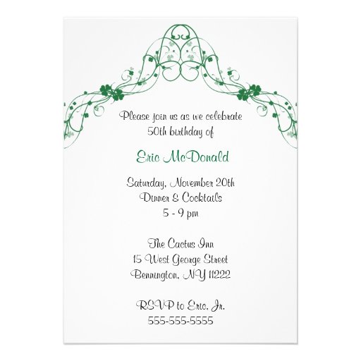 Shamrock Clover Arch Birthday Party Invitation (front side)