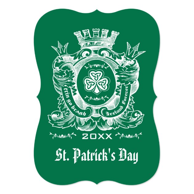 Shamrock Coat of Arm St. Patrick's Day Invitations (front side)