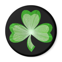Shamrock fridge magnet round black